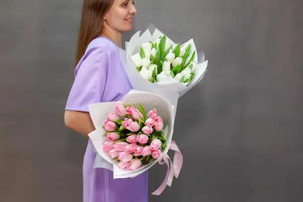 Монобукет из белых тюльпанов